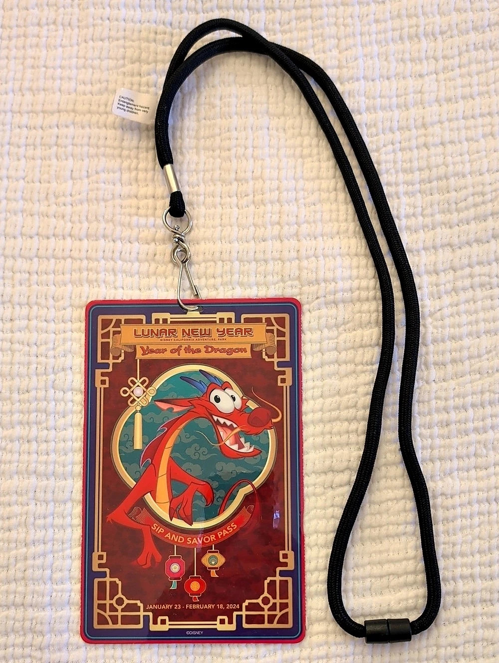 Disney California Adventure Lunar New Year 2024 Mushu Sip and Savor Pass Lanyard